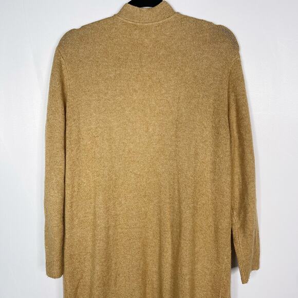 Lou & Grey Small S Camel Tan Wool Blend Long Length Open Front Cardigan Sweater - Picture 5 of 8